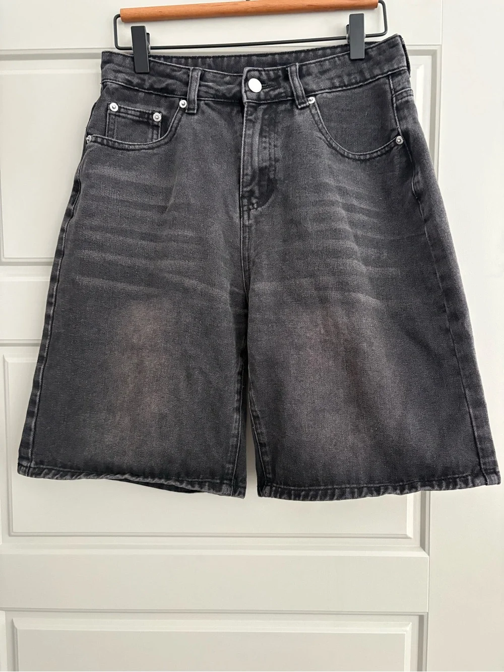 Washed Black Denim Shorts